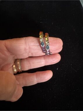 Multicolor Crystal Hoop Earrings - Women's Jewelry